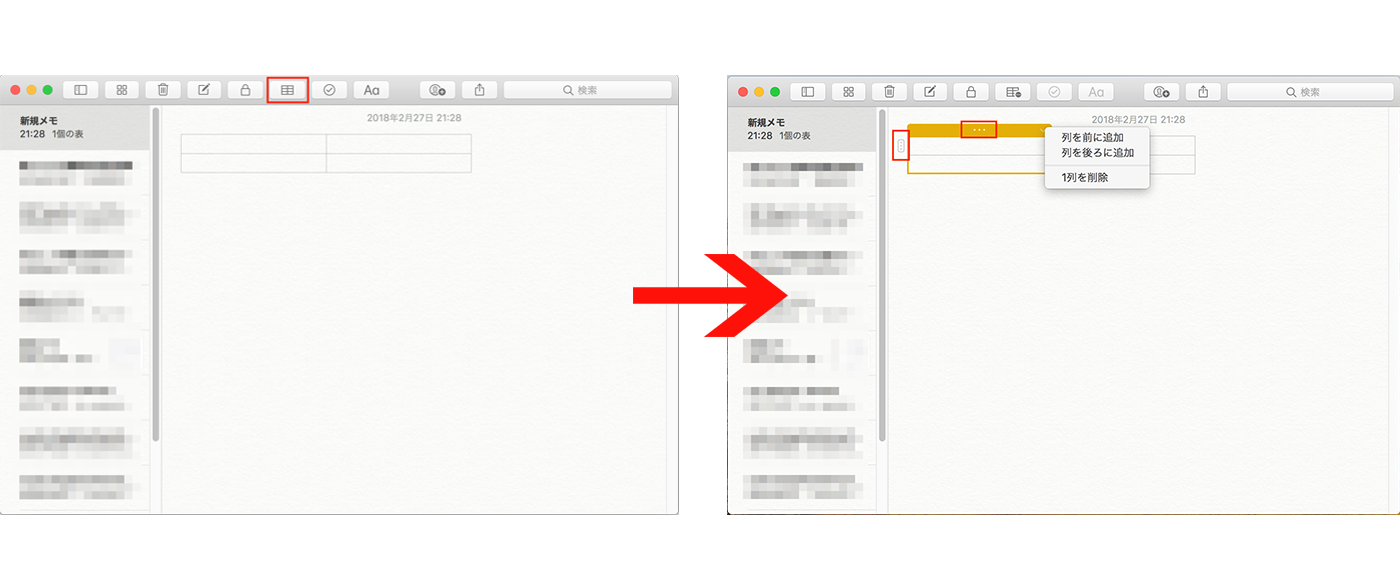 High Sierraの メモ で表を作る Macfan