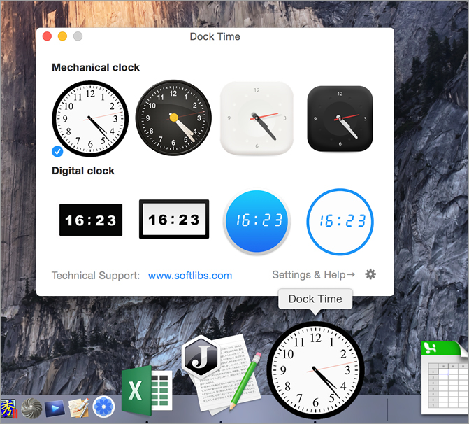 mac dockに時計